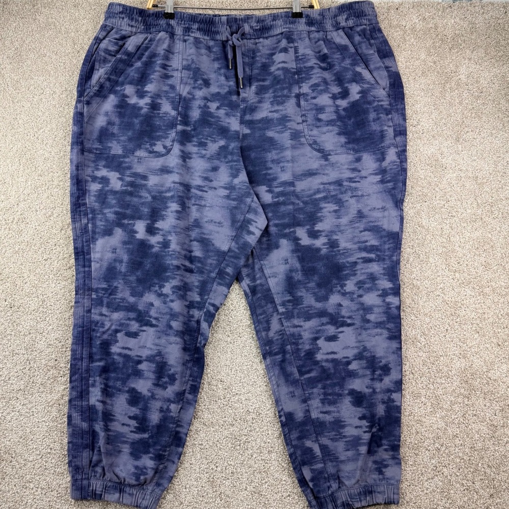 Athleta Farallon Printed Jogger Plus Size 26 Blue Camo Athleisure Gorpcore Yoga - Picture 2 of 10